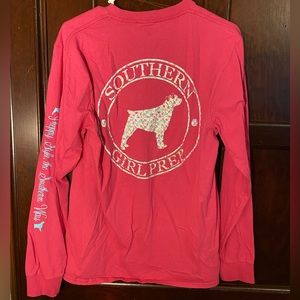 Long Sleeve Southern Girl Prep Pink/Floral tshirt